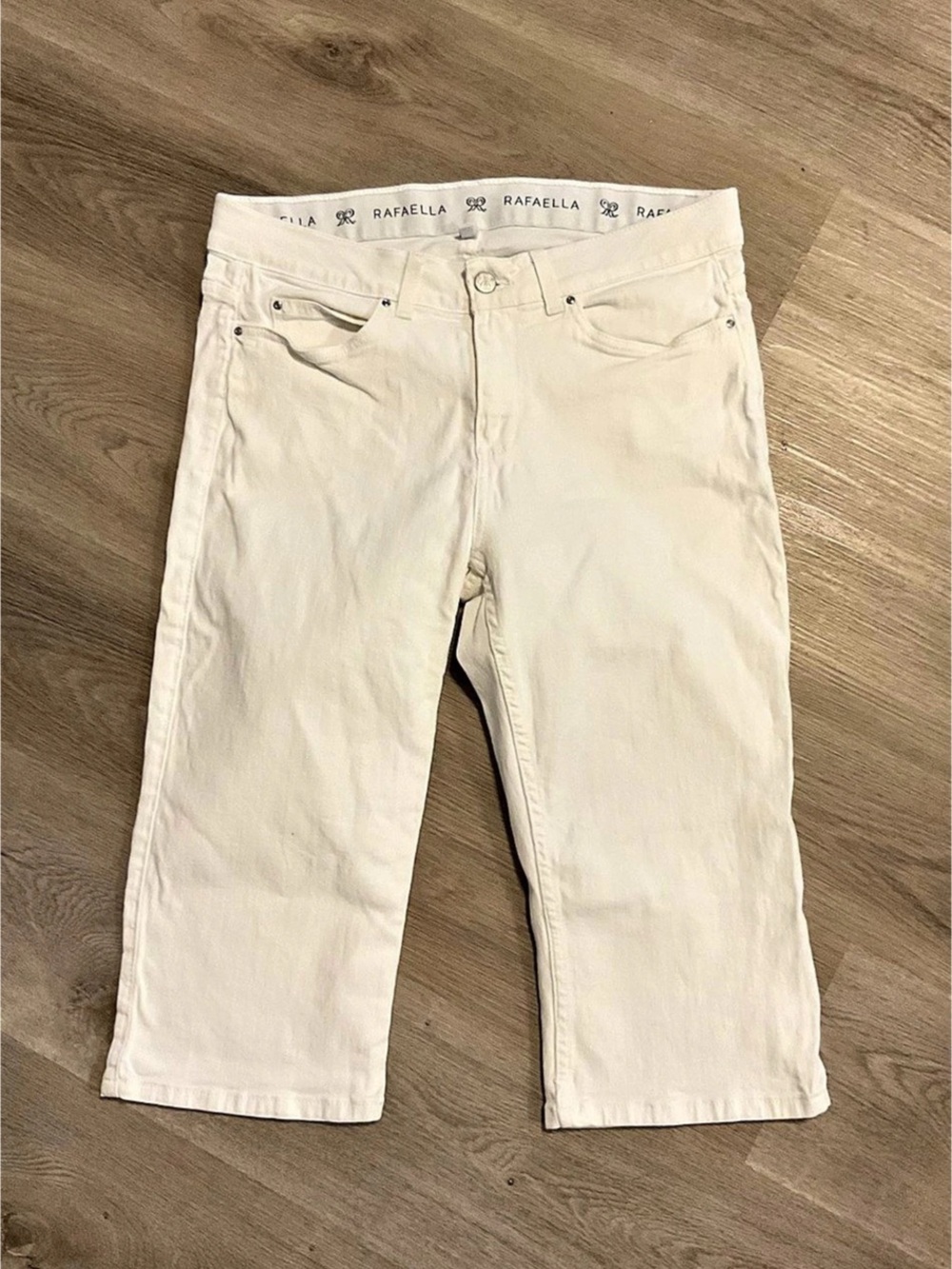 Rafaella Cropped Jeans in Cream Waist 12
